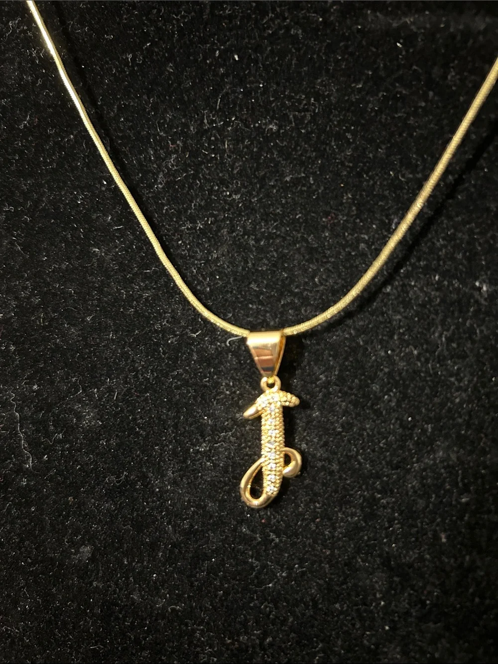 Fashion Jewelry Gold 'J' Initial Pendant Necklace with Crystals